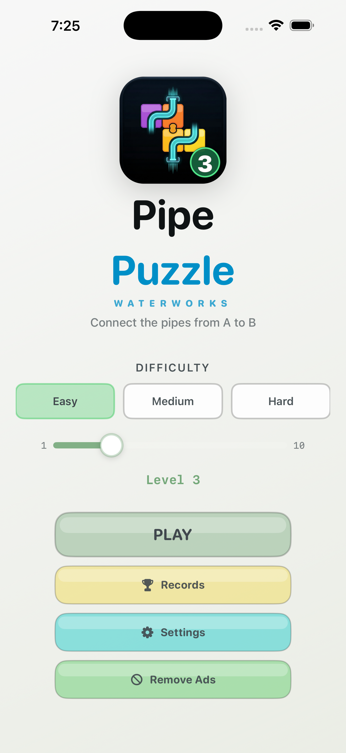 Pipe Puzzle 3 main menu screenshot